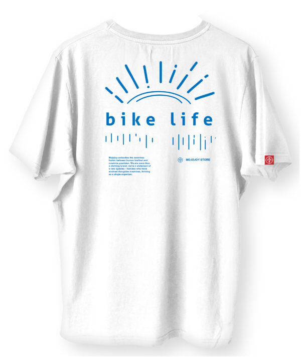 Camiseta clanca estampado azul "bike life"